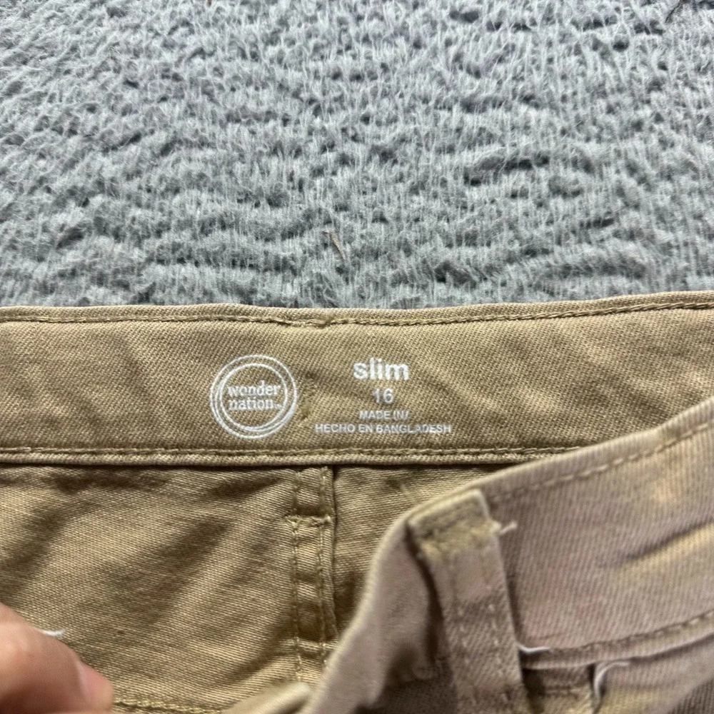 Wonder Nation Jeans Boys 16 Brown Cotton Denim Straight‎ Slim Workwear Stretch